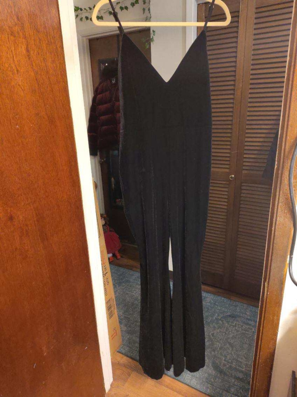 Foxblood Black Velvet Mega Flare Jumpsuit 2X EUC